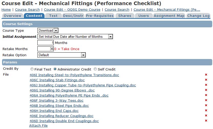 Download type course screen